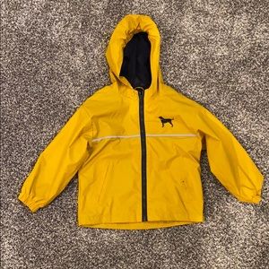 Black dog rain jacket